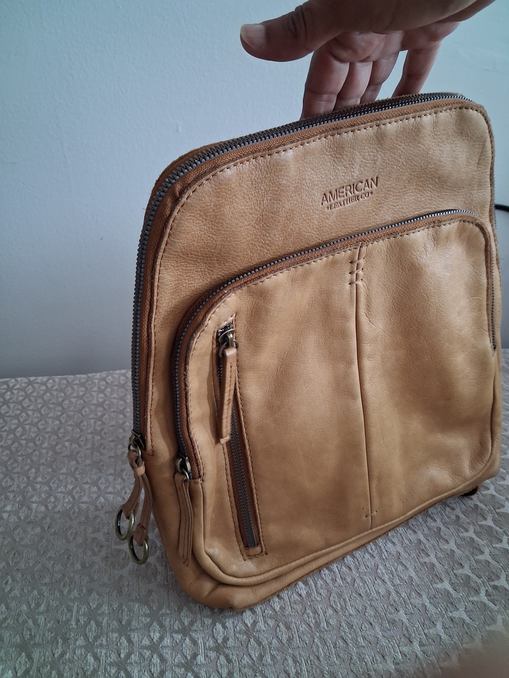 American Leather Co. Tan Leather Messenger Bag